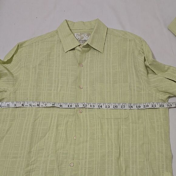 TASSO ELBA Light Green Striped Shirt MEDIUM - Picture 4 of 6